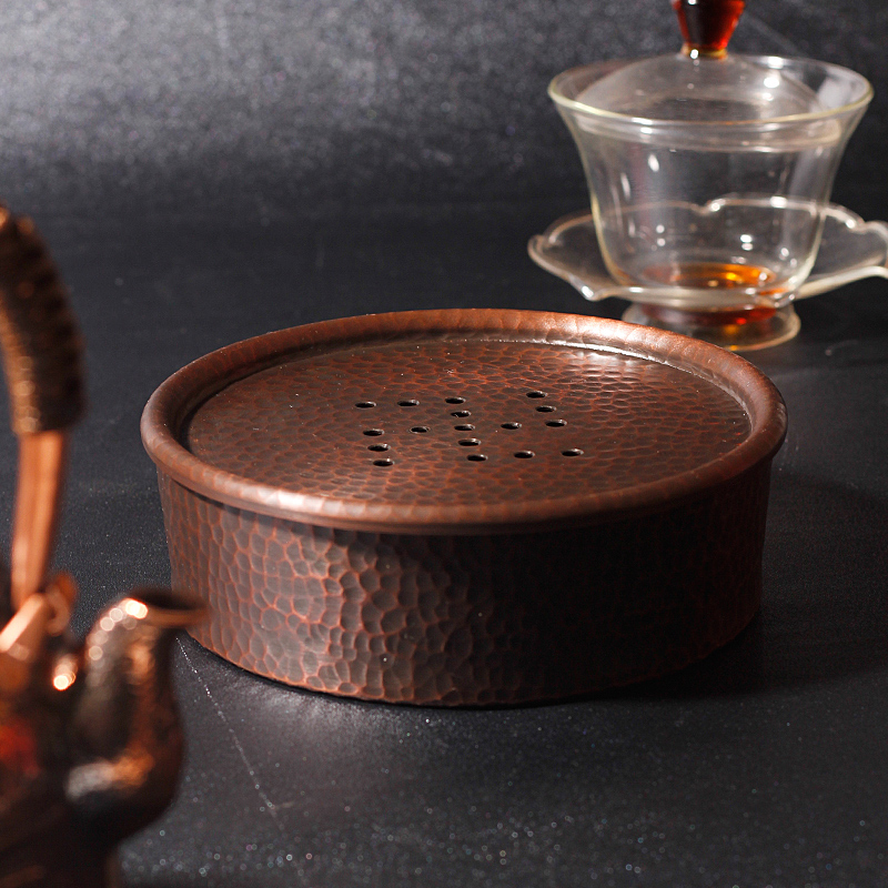 信龙堂手工心印锤纹壶承干泡台茶盘功夫茶具托盘茶台茶海加厚纯铜 - 图2