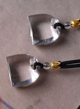 天然白水晶冰晶吊坠挂件印章绳子搭配朱砂和田玉星月菩提创意刻字