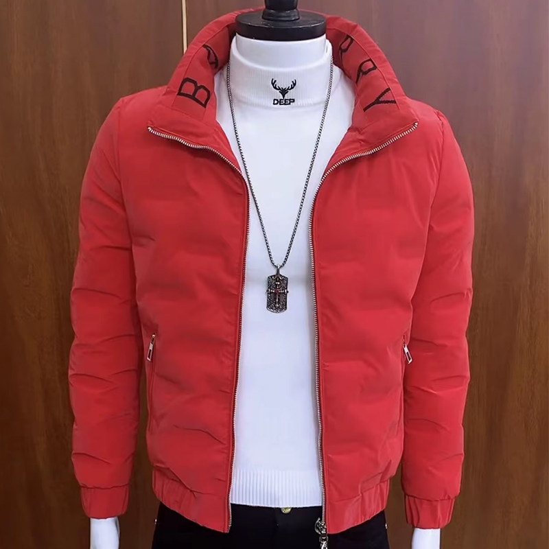 社会小伙外套男冬季韩版潮牌时尚男士羽绒服立领简约轻薄网红棉服
