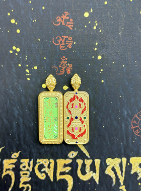 藏式高端珐琅双鹿听经唐卡嘎乌盒钛钢垫镀保色吊坠外壳吊坠项链潮