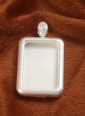 西藏藏式钛钢磨砂祥云扣方形唐卡盒十相自在金刚杵相框佛牌挂件潮