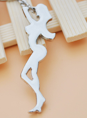 美女光面电镀开瓶器钥匙扣金属钥匙 个性简约耐用 买一送一