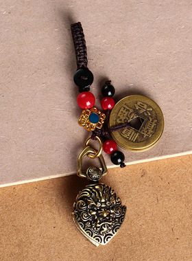 黄铜复古做旧谛听狮头驱魔铃铛汽