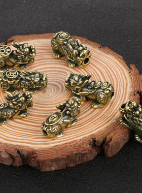 做旧古黄铜貔貅DIY配件复古实心