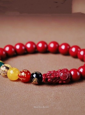 五福朱砂手链送闺蜜，新中式财运