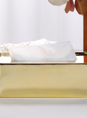 轻奢风金属纸巾盒销售中心会所大厅前台抽纸盒摆设品样板间装饰品