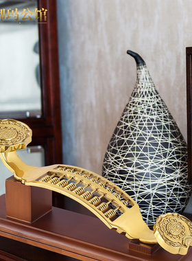 全铜橡木底座工艺品礼物如意算盘