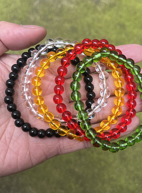 多彩实色水晶细小珠单圈手链