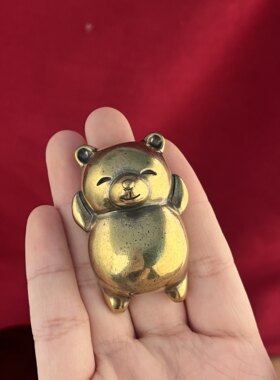 黄铜实心可爱熊摆件复古家居装饰