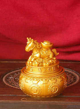 中式黄铜马上有钱转转摆件招财装饰品日常送礼工艺品