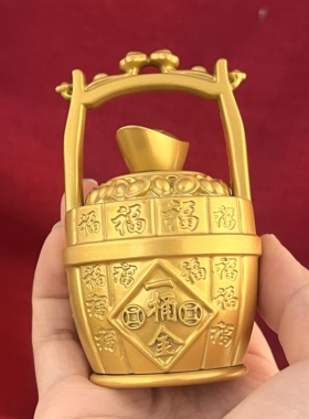合金一桶金中式招财可旋转摆件