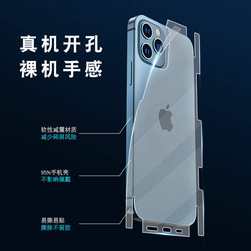 适用苹果16promax背膜全包侧边iPhone16pro后膜磁吸plus手机水凝软膜15por贴纸侧边14后盖磨砂边框13后背12壳