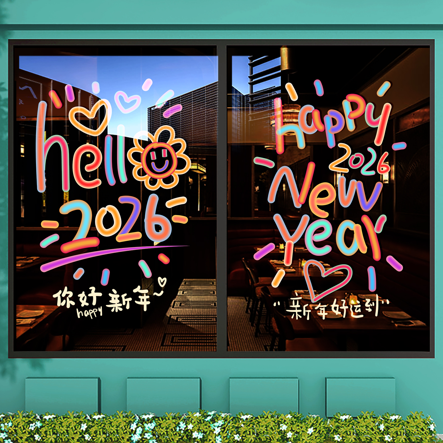 2026马年装饰新年窗花静电贴画元旦教室氛围布置窗贴春节玻璃贴纸 - 图2