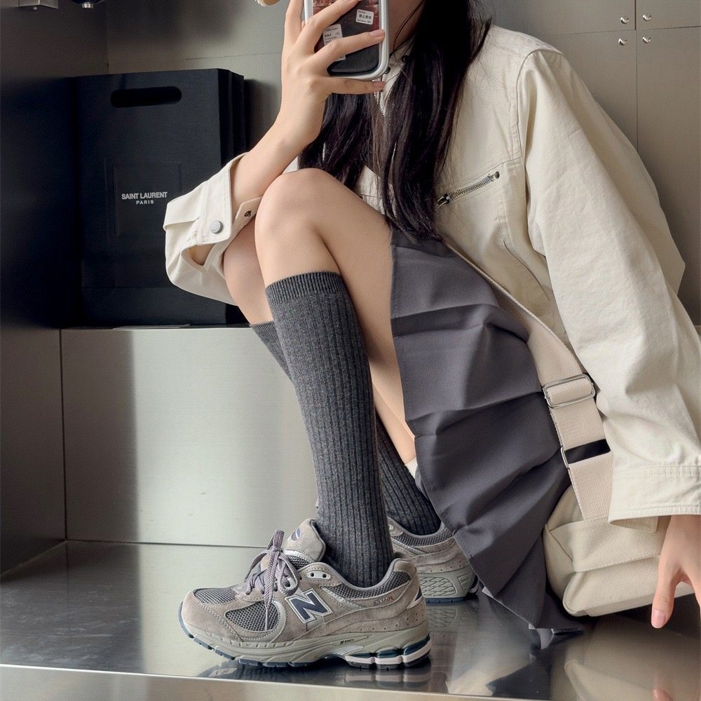 秋冬安哥拉红双针小腿袜女潮流显瘦酒红色及膝袜竖条纹网红堆堆袜,淘宝优惠券,粉丝福利购,淘宝优惠卷