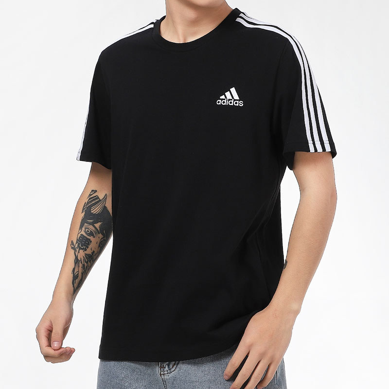 adidas阿迪达斯短袖男2022春季新款三条纹休闲半袖运动t恤gl3732