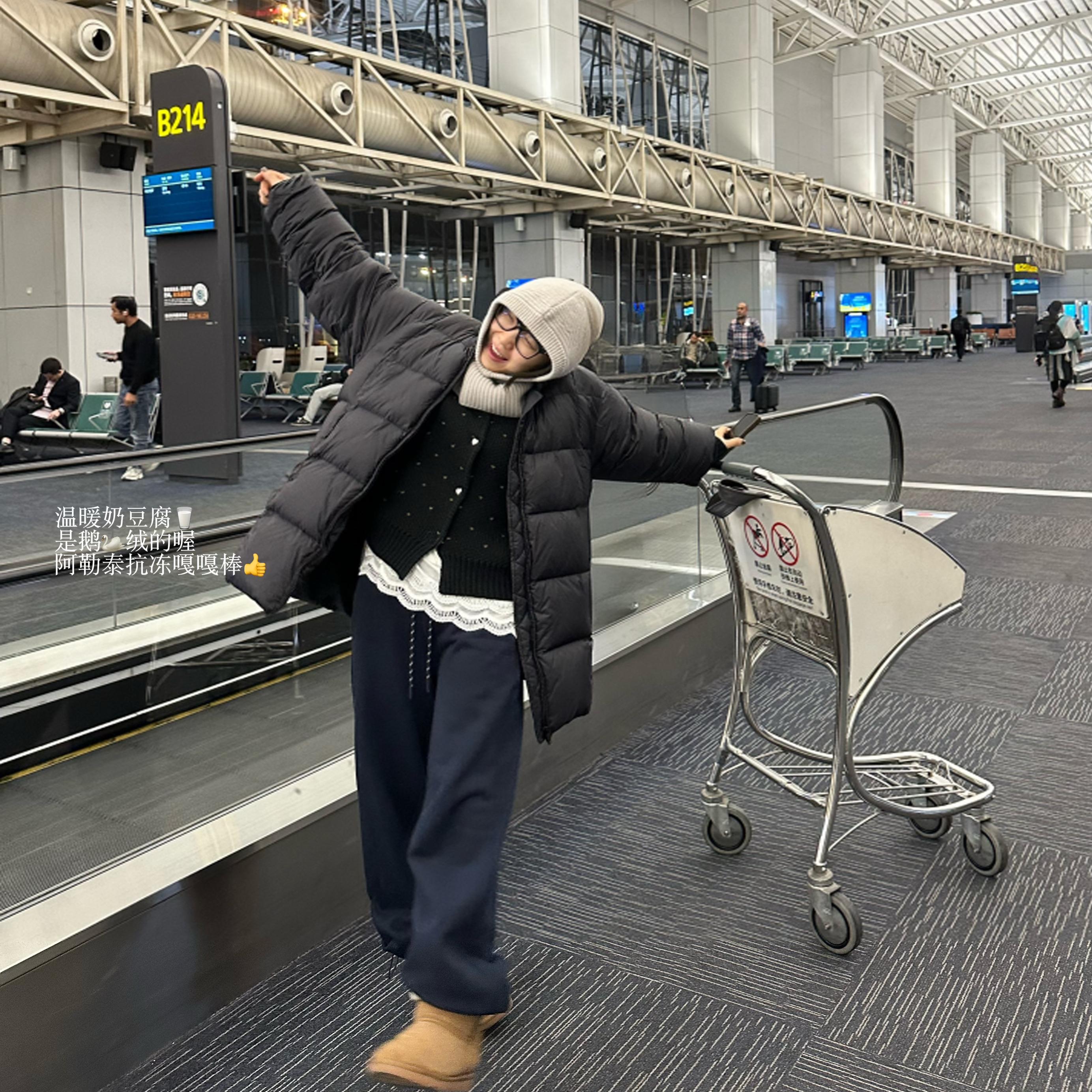 Our2加绒加厚鹅绒服外套2024新款宽松面包服冬季休闲保暖羽绒服 - 图0