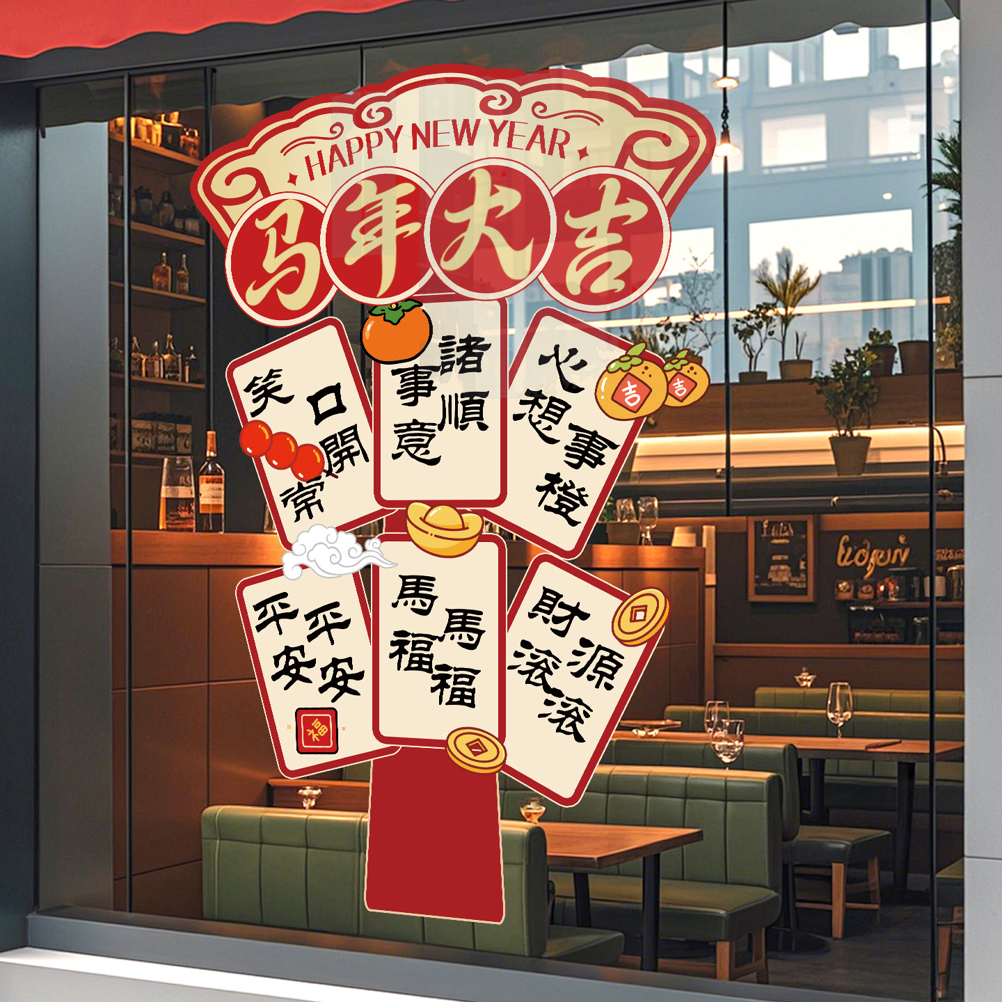 2026马年窗花静电贴玻璃门贴纸橱窗窗贴新年装饰品过年氛围布置,淘宝优惠券,粉丝福利购,淘宝优惠卷