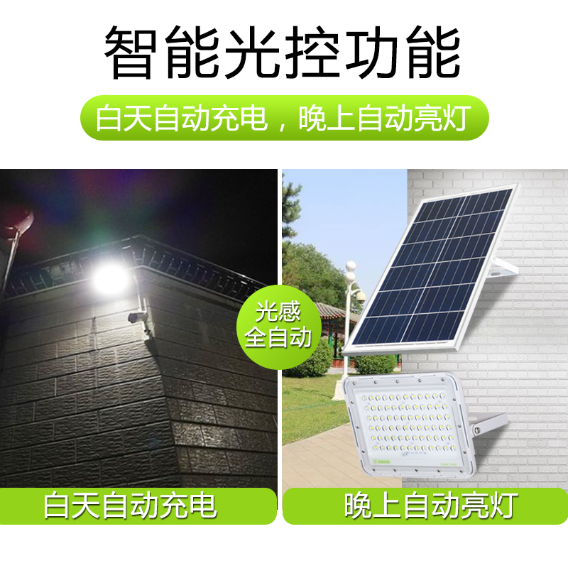 上海亚明太阳能led投光灯户外防水超亮庭院灯120W 新农村室外路灯 - 图1