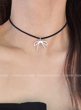 s925纯银蝴蝶结抽拉可调节项链