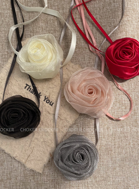 珠光纱花朵系带2024年新款项链