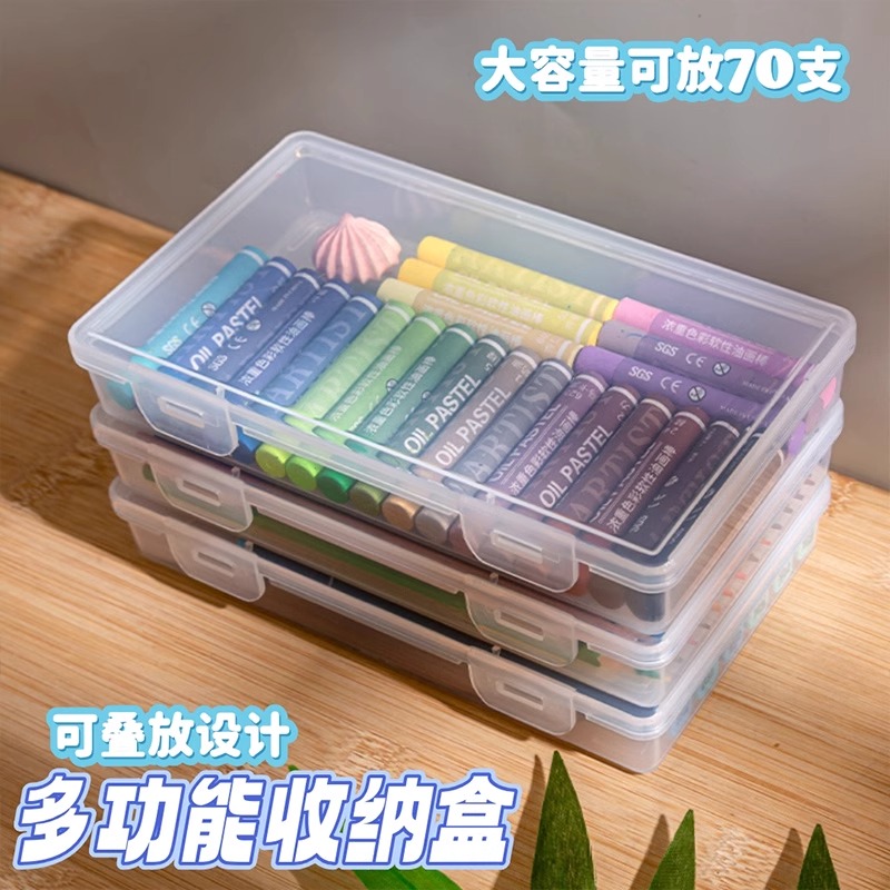 大容量透明铅笔收纳盒简约小清新儿童彩铅蜡笔文具盒笔筒男孩女孩铅笔盒马克笔水彩笔素描绘画小学生塑料笔袋 - 图1