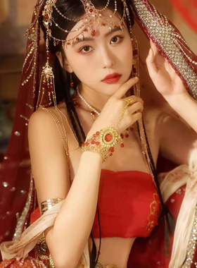 西域古风项链耳环戒指一体民族