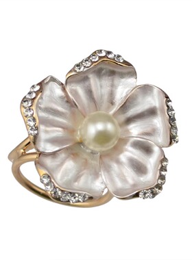 时尚简约莱茵石银色戒指水钻镶嵌一圈金属指环开口可调节手饰