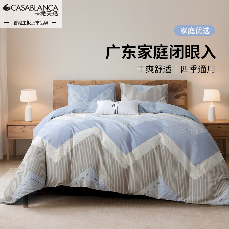 卡撒天娇全棉四件套北欧简约纯棉四件套条纹网红款床单床笠亲肤