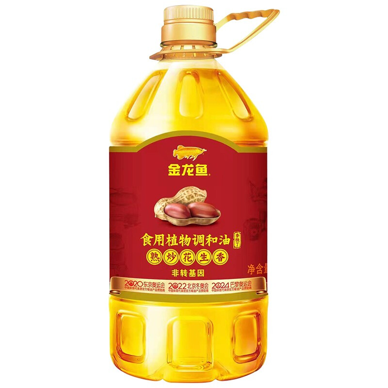 金龙鱼熟炒花生香食用植物调和油5L(非转基因)食用油装炒菜家用-图0