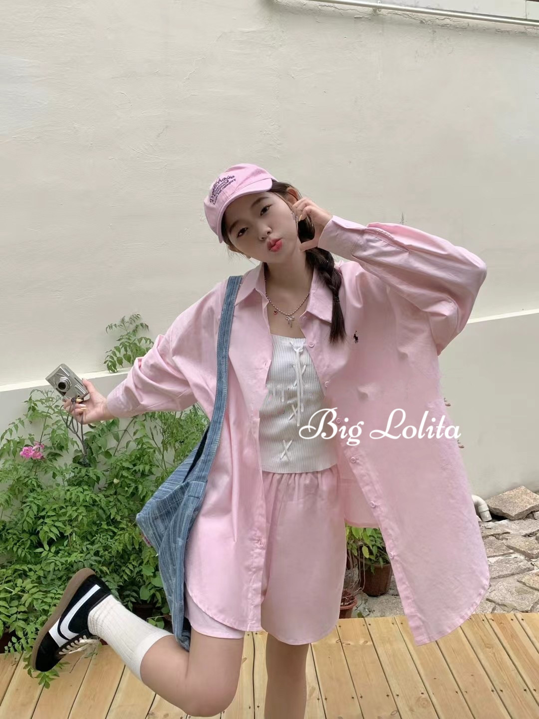 大萝莉大码夏季韩版微胖翻领宽松防晒衬衫+短裤休闲两件套女套装,淘宝优惠券,粉丝福利购,淘宝优惠卷