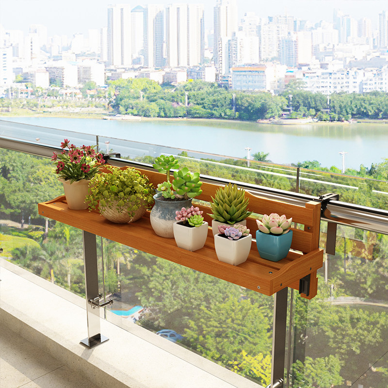悬挂式花架置物架阳台护栏花盆架户外扶手栏杆实木多肉植物摆放架,淘宝优惠券,粉丝福利购,淘宝优惠卷