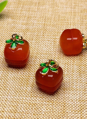 女款红玛瑙玉髓柿子吊坠玉挂件