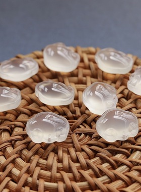 冰透玉髓迷你小如意吊坠天然白玛瑙高冰玉坠饰品配件手链小提溜