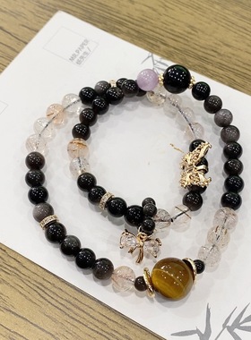 天然银曜石手链女款手串送女友精致高级感闺蜜生日礼物水晶手串