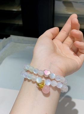 变色海云母双圈搭配爱心葫芦手串送女朋友闺蜜自留生日礼物