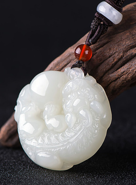 男女和田白玉招财貔貅吊坠