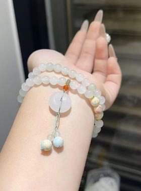 天然新疆天山翠多圈手链女款玉石手串手饰送女友闺蜜生日礼物