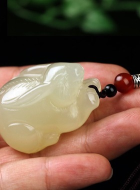 男女阿富汗玉生肖兔吊坠玉石挂件