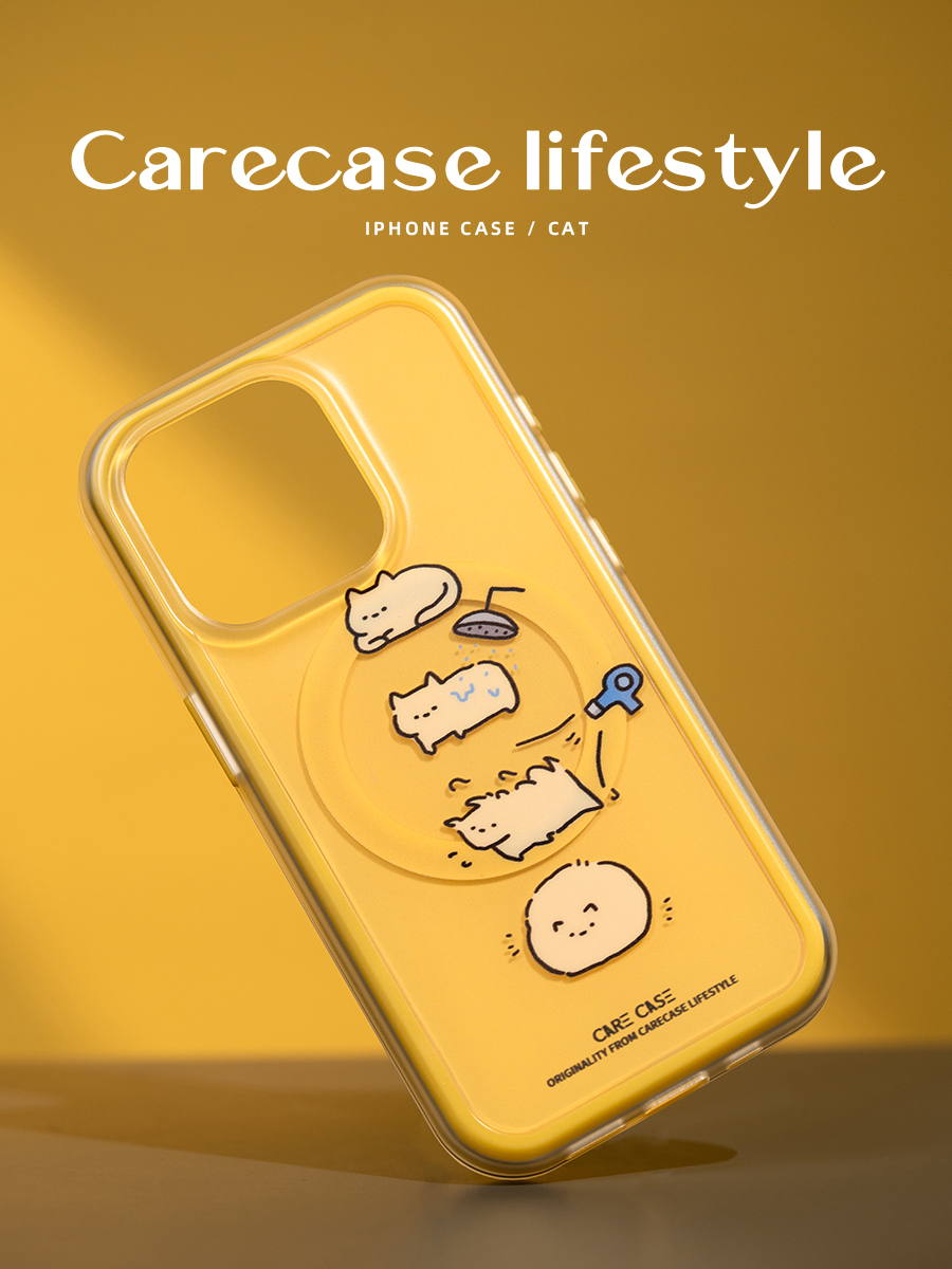 CARECASE烘干猫咪二合一磁吸磨砂手机壳适用于苹果 15 14 13 12 Pro Max原创设计创意可爱卡通有趣ins风-图3
