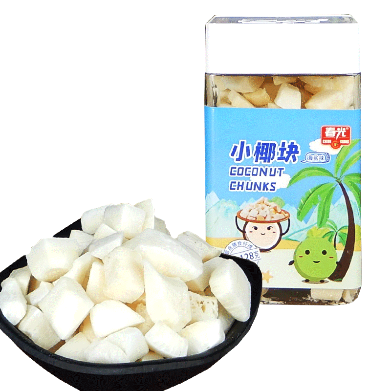 春光食品小椰块海盐味128g罐 海南特产 椰果肉块酥脆老椰肉 - 图3
