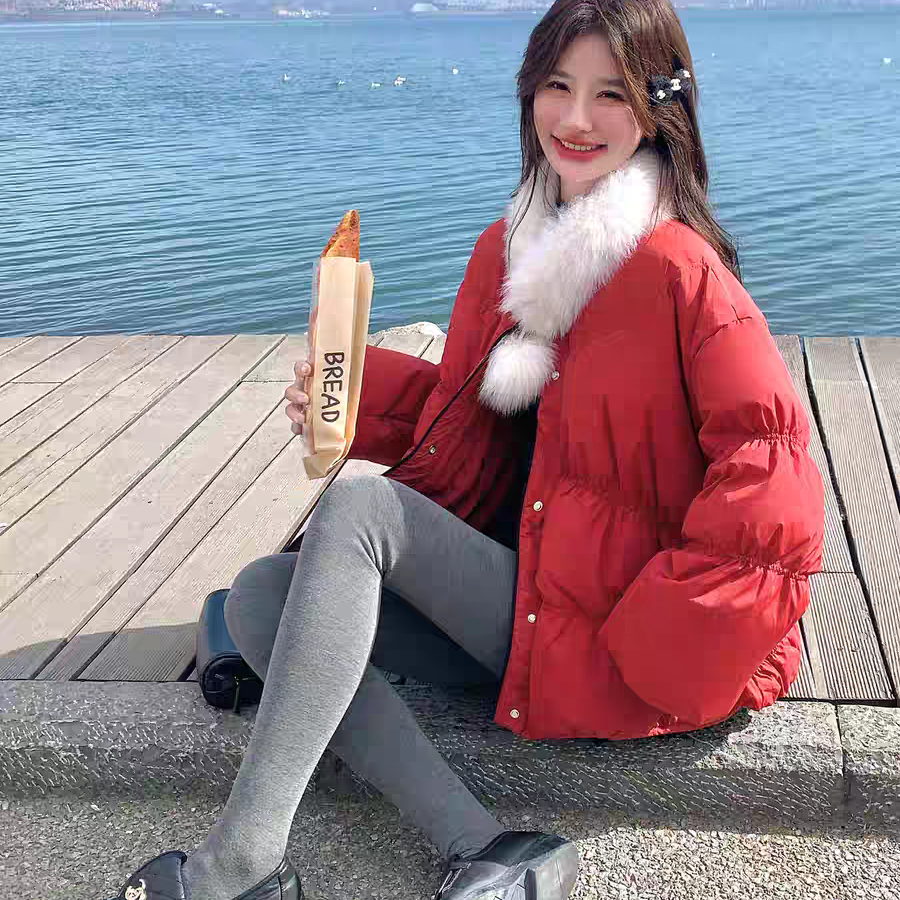 瑞瑞狸毛领甜美泡芙云感保暖羽绒服外套(配可拆卸狐狸毛领)d1412,淘宝优惠券,粉丝福利购,淘宝优惠卷