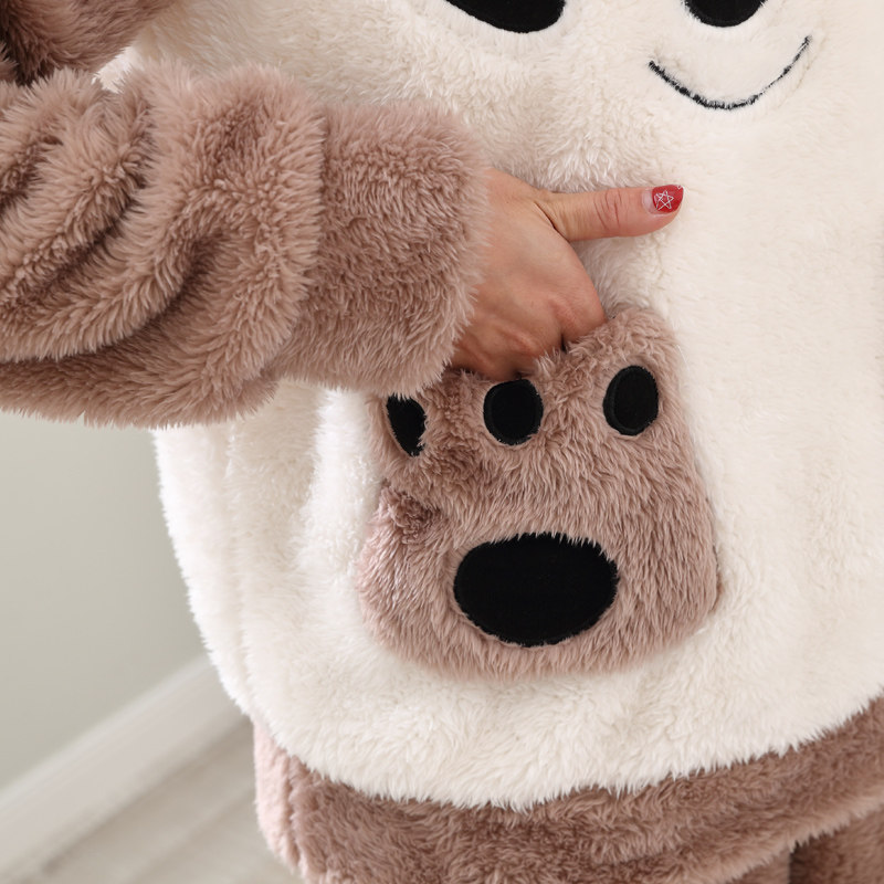 女士可爱卡通可外穿甜美家居服学生秋冬法兰绒加厚加绒睡衣套装冬,淘宝优惠券,粉丝福利购,淘宝优惠卷