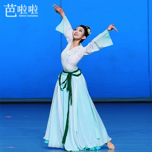 古典舞演出剧目服《一盏梦鹤唳》女飘逸大裙摆艺考定制表演服装 - 图1