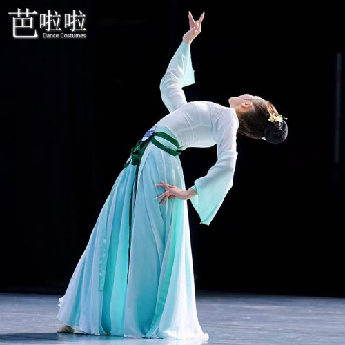 古典舞演出剧目服《一盏梦鹤唳》女飘逸大裙摆艺考定制表演服装 - 图3
