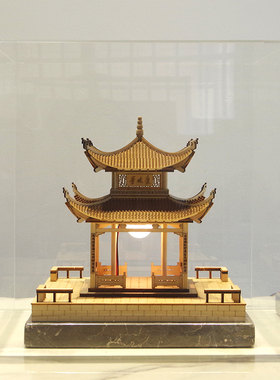 新中式风带灯木质亚克力成品摆件