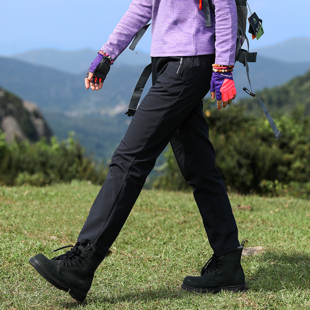 户外运动软壳裤女抓绒裤女冲锋裤长裤修身显瘦防水透气防风保暖秋 - 图2