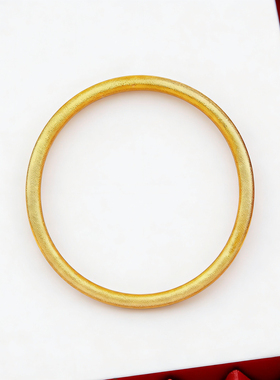 古法沙金磨砂不掉色素圈手镯女