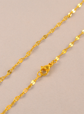 手工定制不锈钢镀24K金色嘴唇细闪项链女生可穿吊坠精致基础裸链