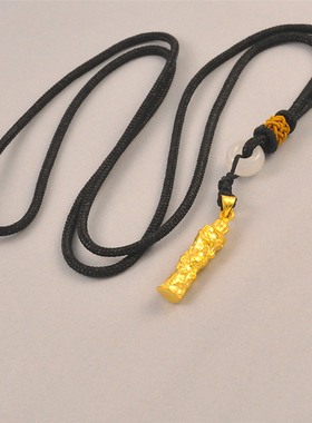 龙图腾吊坠项链镀24K金色项坠男盘龙柱坠子送男友老公礼物送挂绳