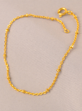 极细小镀24K金色万能圆扣圆珠隔珠手链超细隐形闪O波光小金珠手链